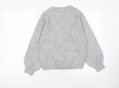 John Lewis Girls Grey Sparkly Polar Bear Jumper 9 Years Crew Neck Winter