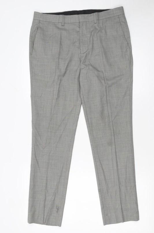 Mens UK Size M Topman Slim Fit Dress Pants Grey Trousers