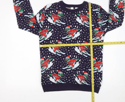Topman Men's Blue Christmas Ski Jumper Size S Pullover Knit