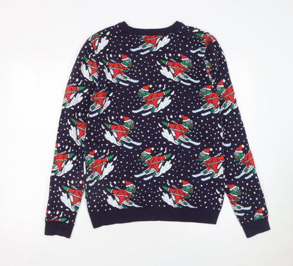 Topman Men's Blue Christmas Ski Jumper Size S Pullover Knit