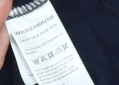 Womens UK Size 12 Warehouse Blue Basic T-Shirt