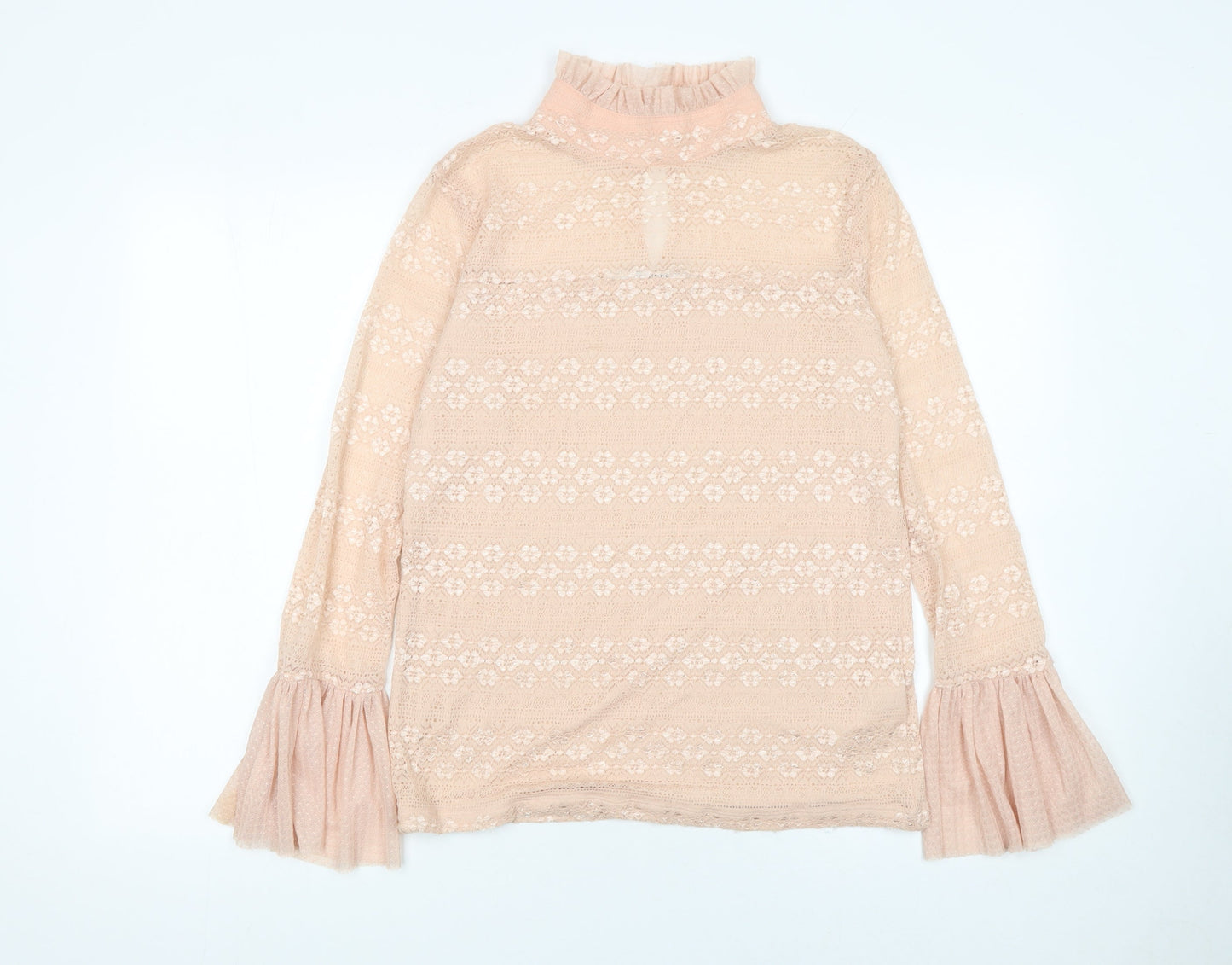 Womens UK Size XL GUESS Beige Lace Blouse