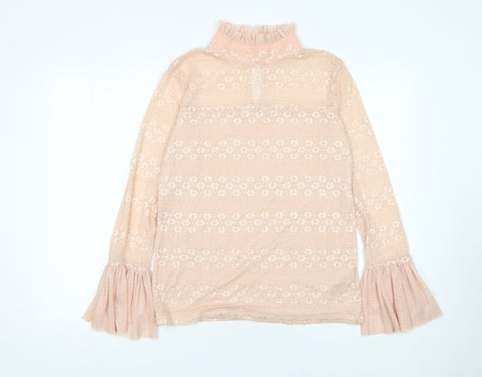Womens UK Size XL GUESS Beige Lace Blouse