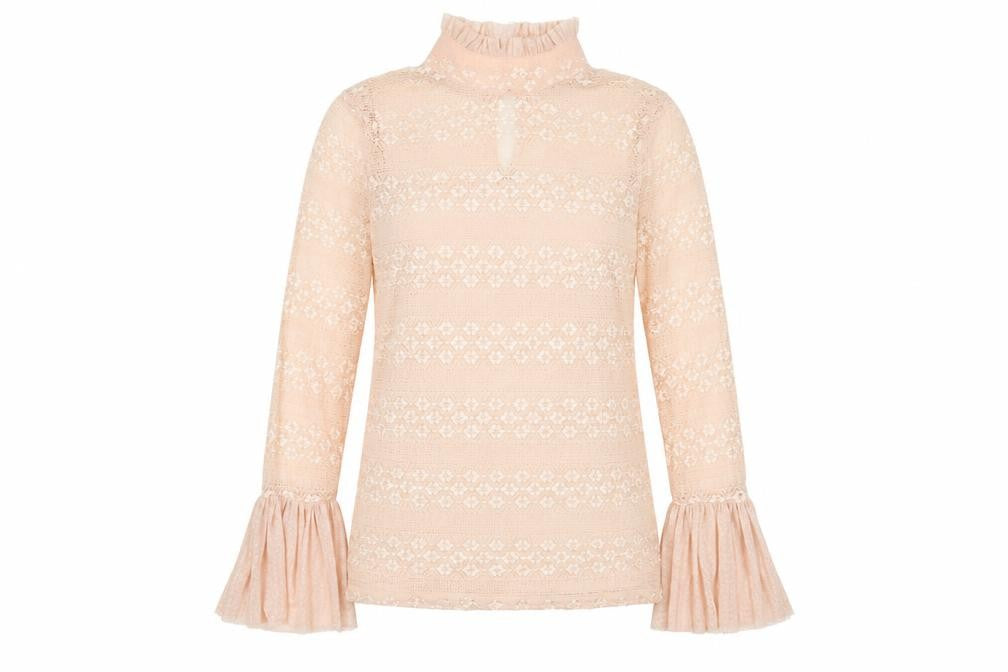 Womens UK Size XL GUESS Beige Lace Blouse