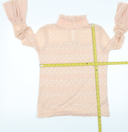 Womens UK Size XL GUESS Beige Lace Blouse