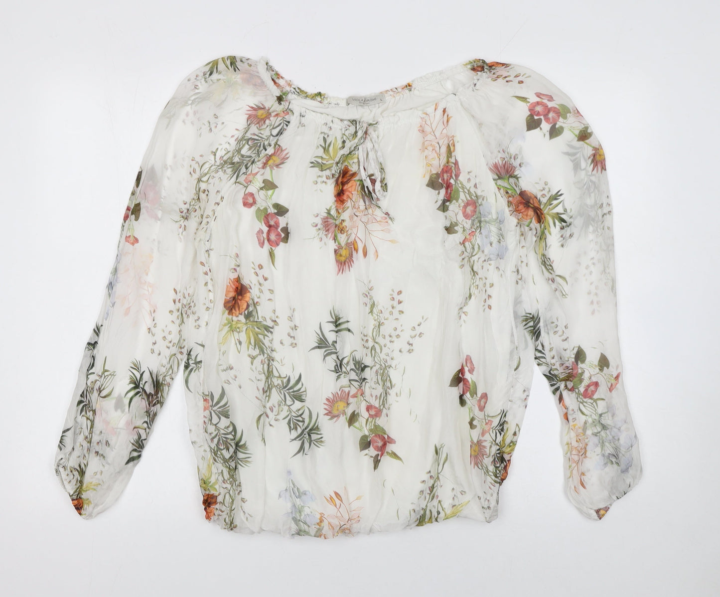 Womens UK Size L Viola Borghi White Tunic Blouse