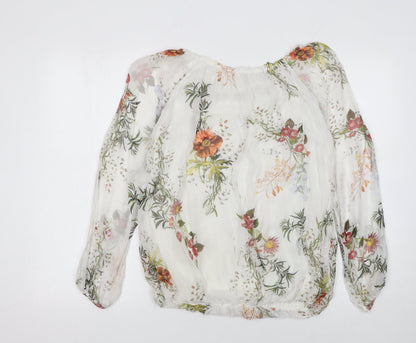 Womens UK Size L Viola Borghi White Tunic Blouse