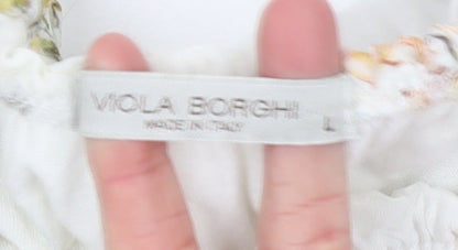 Womens UK Size L Viola Borghi White Tunic Blouse
