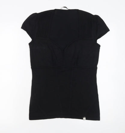 Karen Millen Women's Black Fitted Jersey Blouse Size 4