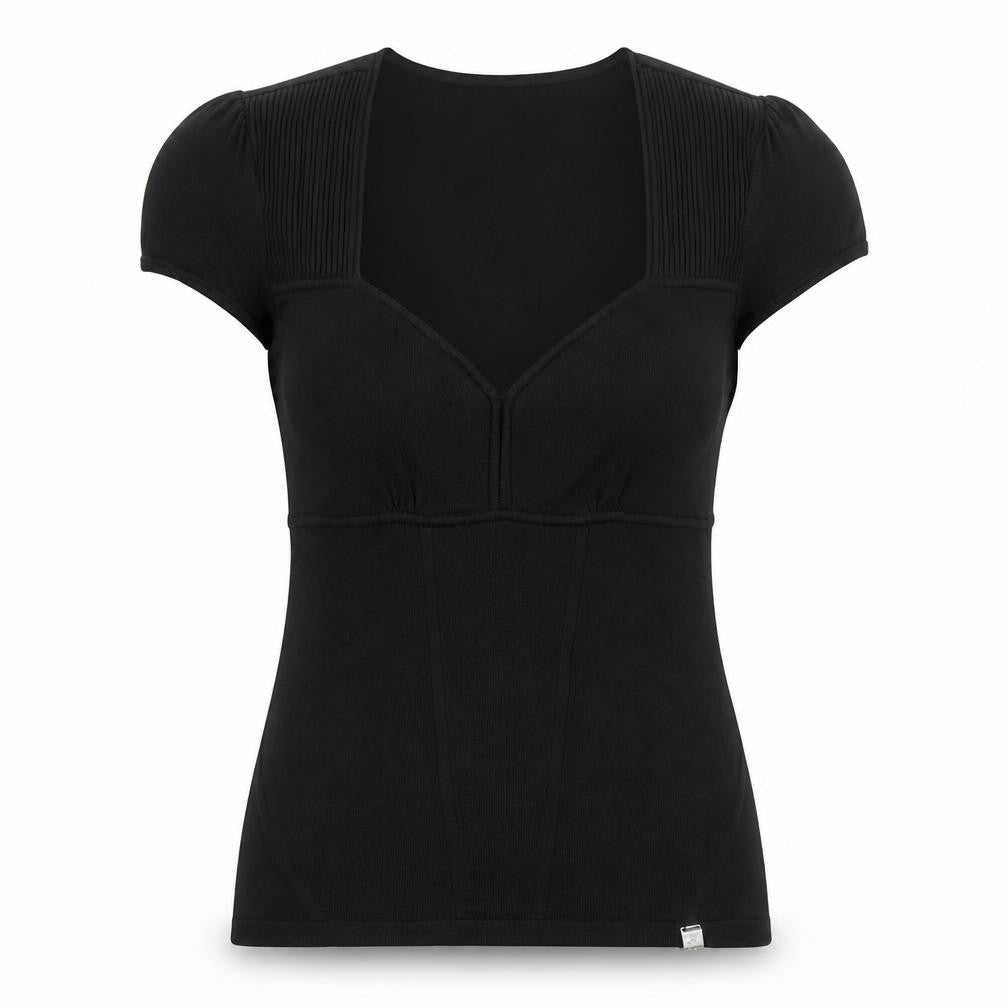 Karen Millen Women's Black Fitted Jersey Blouse Size 4