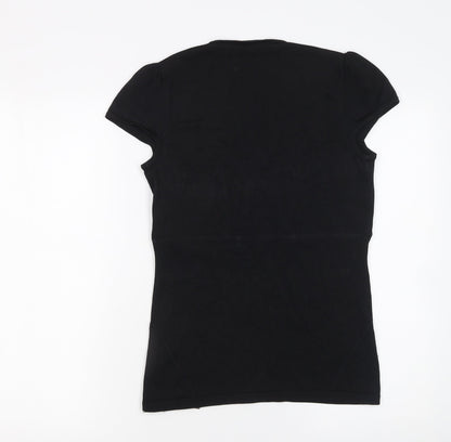 Karen Millen Women's Black Fitted Jersey Blouse Size 4