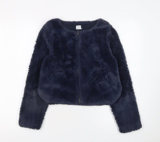 Girls UK Size 10-12 Years Polarn O. Pyret Blue Basic Jacket