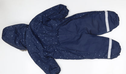 H&M Blue Star Print Waterproof Hooded Snowsuit 12-18 Months Unisex Winter