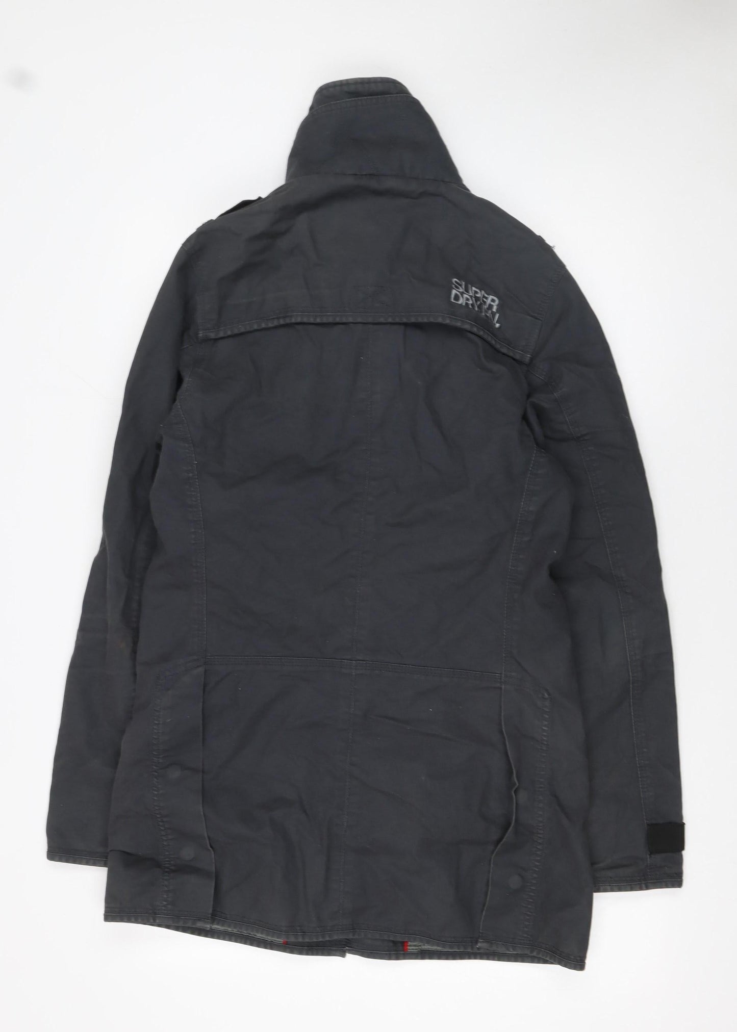 Mens UK Size S Superdry Black Trench Coat
