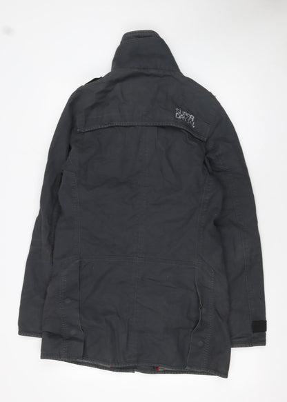 Mens UK Size S Superdry Black Trench Coat