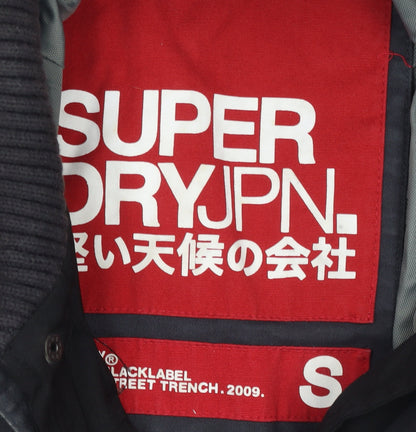 Mens UK Size S Superdry Black Trench Coat