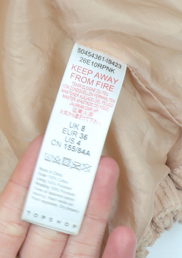 Womens UK Size 8 Topshop Beige Puffer Jacket