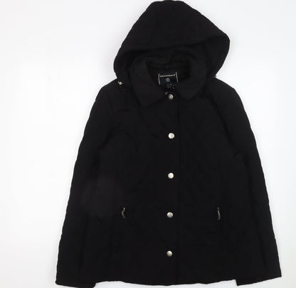 Womens UK Size 12 Portrait Black Quilted Coat