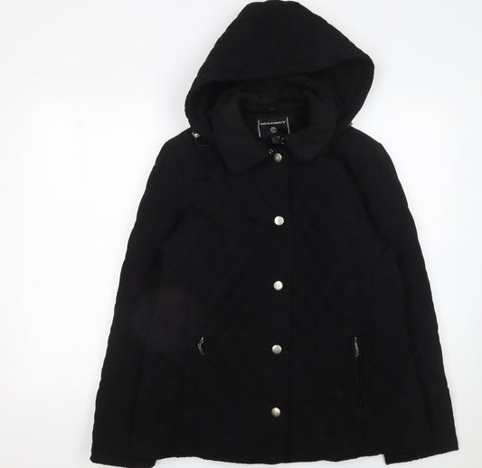 Womens UK Size 12 Portrait Black Quilted Coat