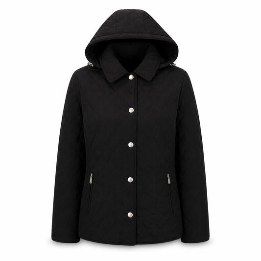 Womens UK Size 12 Portrait Black Quilted Coat