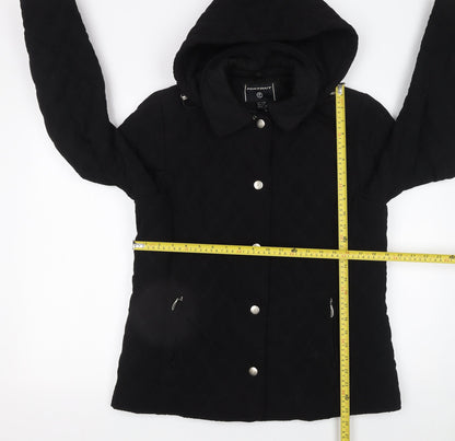 Womens UK Size 12 Portrait Black Quilted Coat