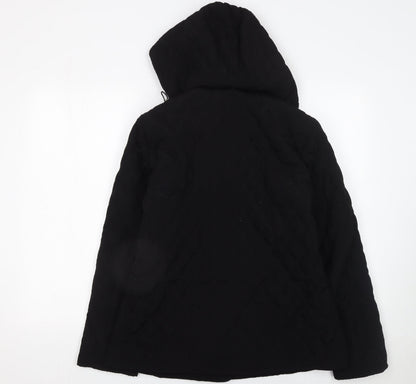 Womens UK Size 12 Portrait Black Quilted Coat