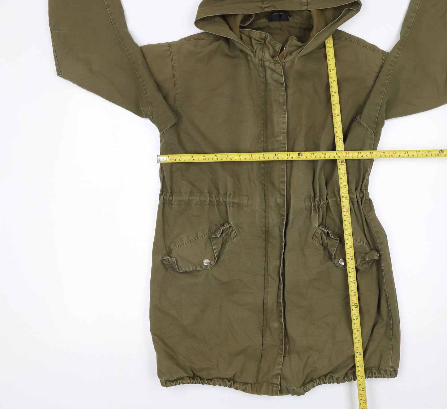 Womens UK Size 10 Topshop Green Parka Coat