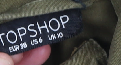 Womens UK Size 10 Topshop Green Parka Coat