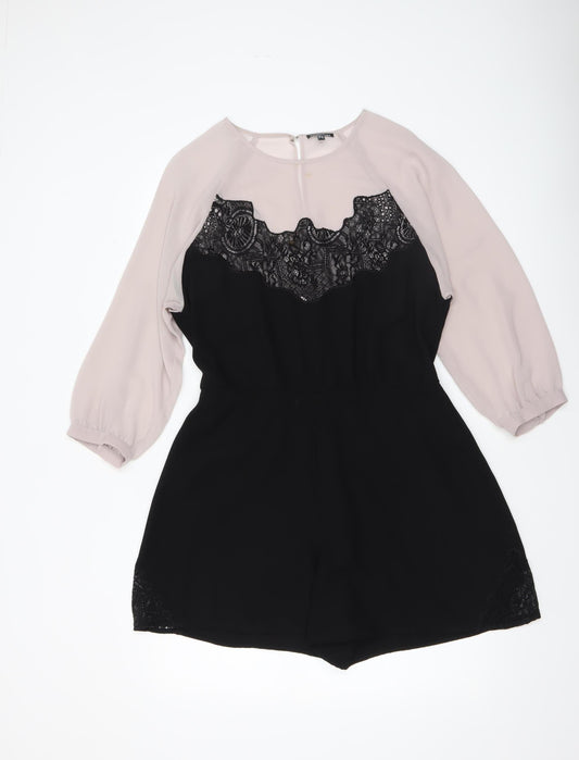 Womens UK Size 14 Warehouse One-Piece Black Playsuit