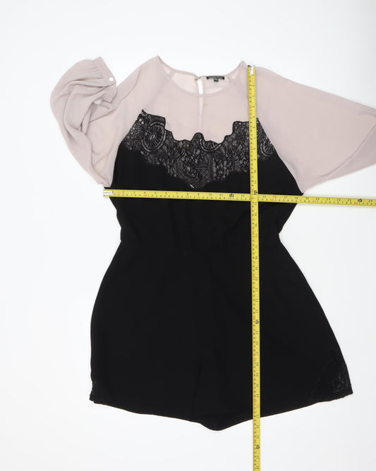 Womens UK Size 14 Warehouse One-Piece Black Playsuit