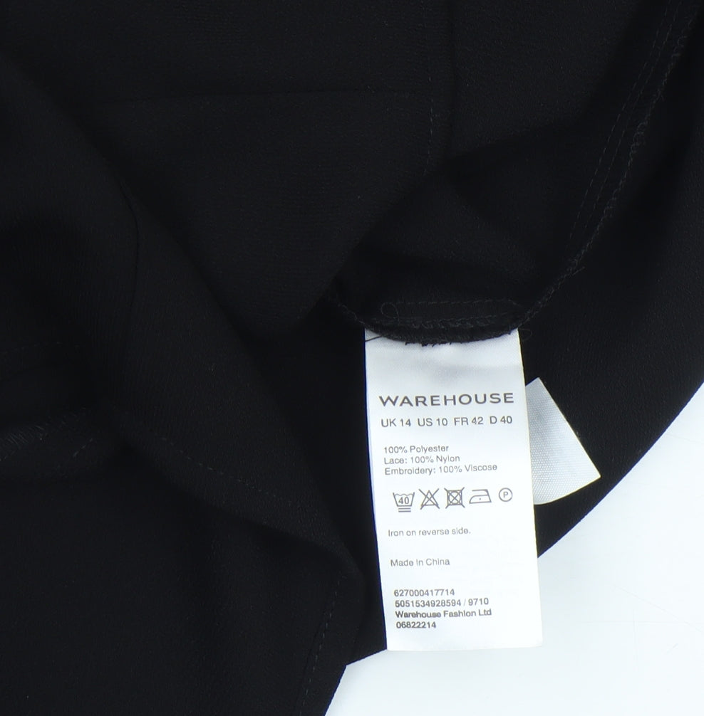 Womens UK Size 14 Warehouse One-Piece Black Playsuit