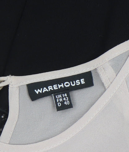 Womens UK Size 14 Warehouse One-Piece Black Playsuit