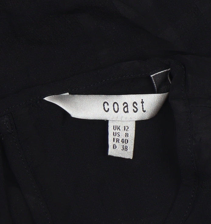 Womens UK Size 12 Coast Black Basic Blouse