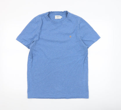 Farah Men's Blue Organic Cotton Short Sleeve Crew Neck T-Shirt Size S