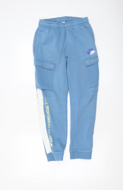 Boys UK Size 10-11 Years Nike Regular Fit Cargo Blue Trousers