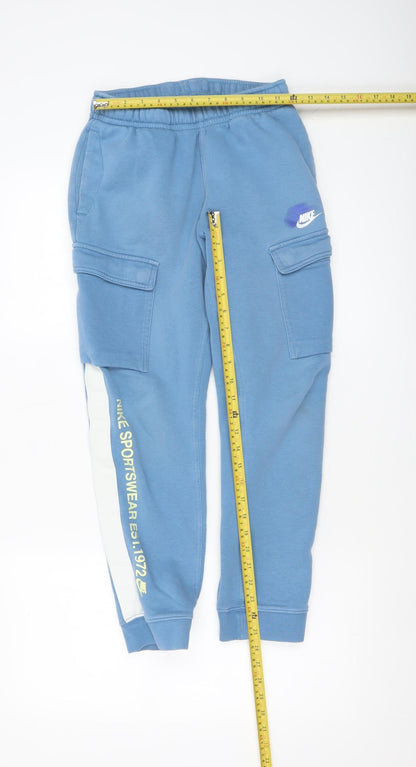 Boys UK Size 10-11 Years Nike Regular Fit Cargo Blue Trousers