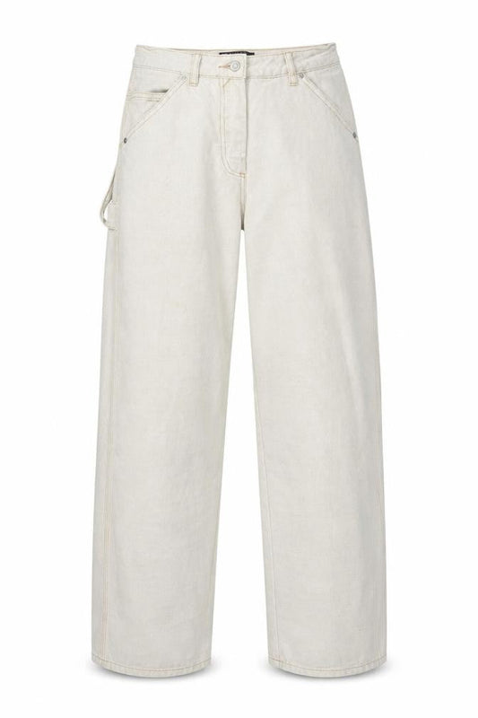 Front view of ASOS Women’s Beige Straight Leg Jeans, size UK 10, Cotton 28W 32L