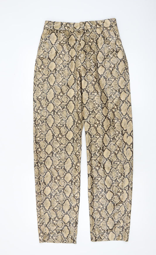 Womens UK Size XS Zara Slim Fit Casual Party/Cocktail Beige Trousers