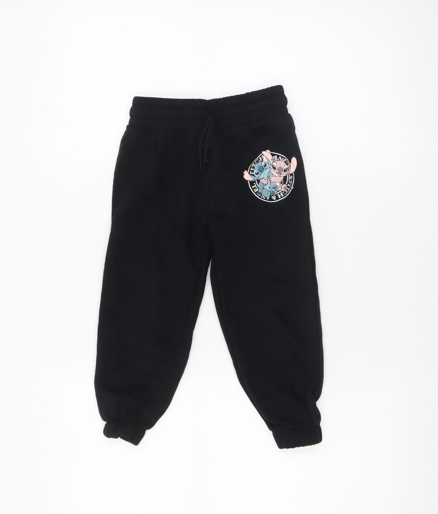 Girls UK Size 4-5 Years Disney Regular Fit Jogger Black Trousers