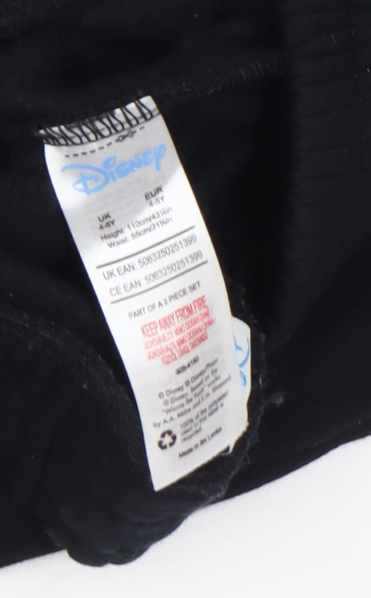 Girls UK Size 4-5 Years Disney Regular Fit Jogger Black Trousers