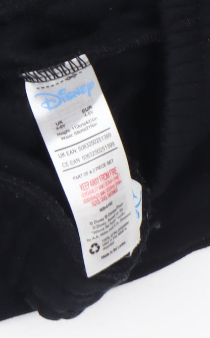 Girls UK Size 4-5 Years Disney Regular Fit Jogger Black Trousers