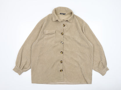 Womens UK Size 10 Nasty Gal Beige Basic Button-Up