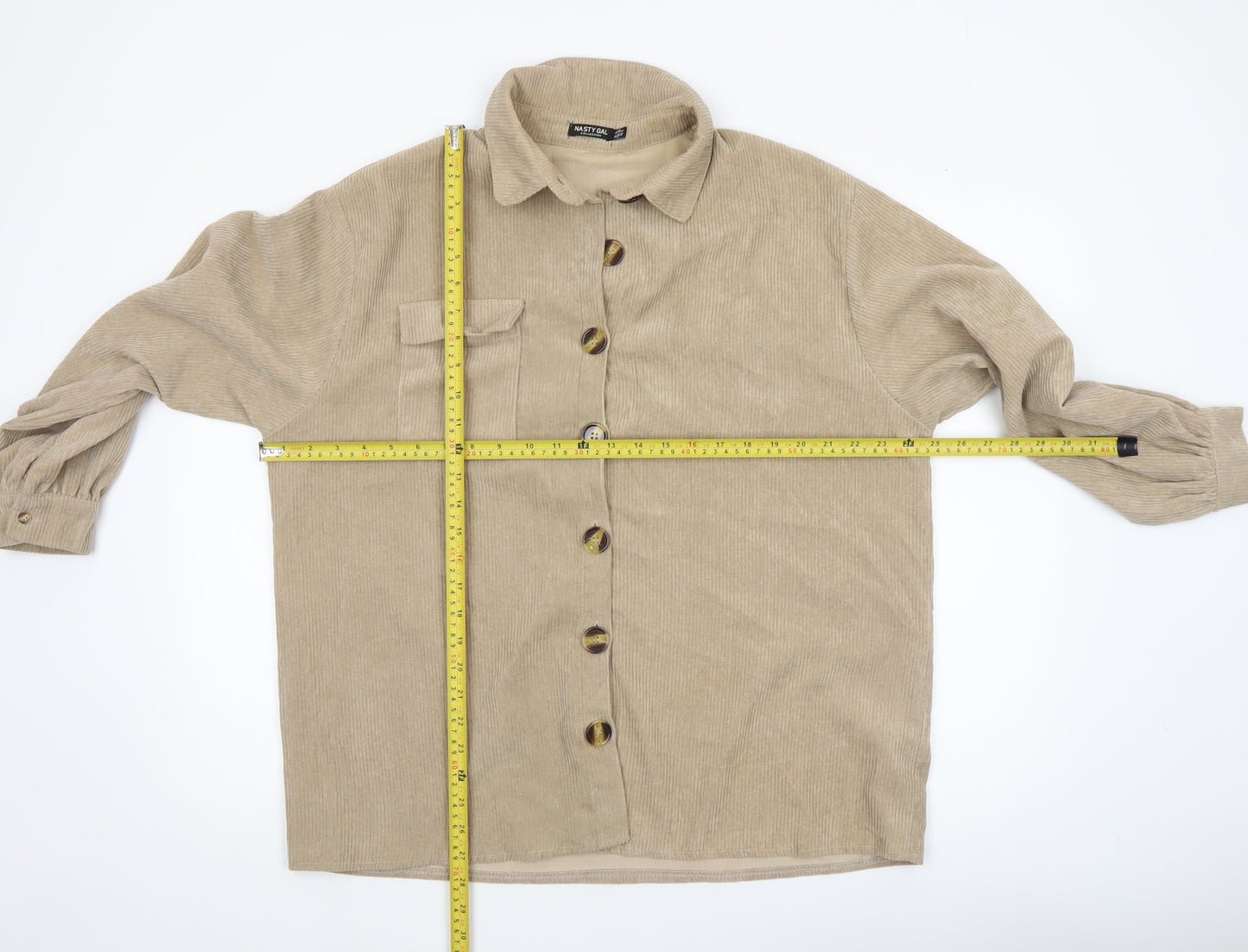 Womens UK Size 10 Nasty Gal Beige Basic Button-Up