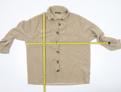 Womens UK Size 10 Nasty Gal Beige Basic Button-Up