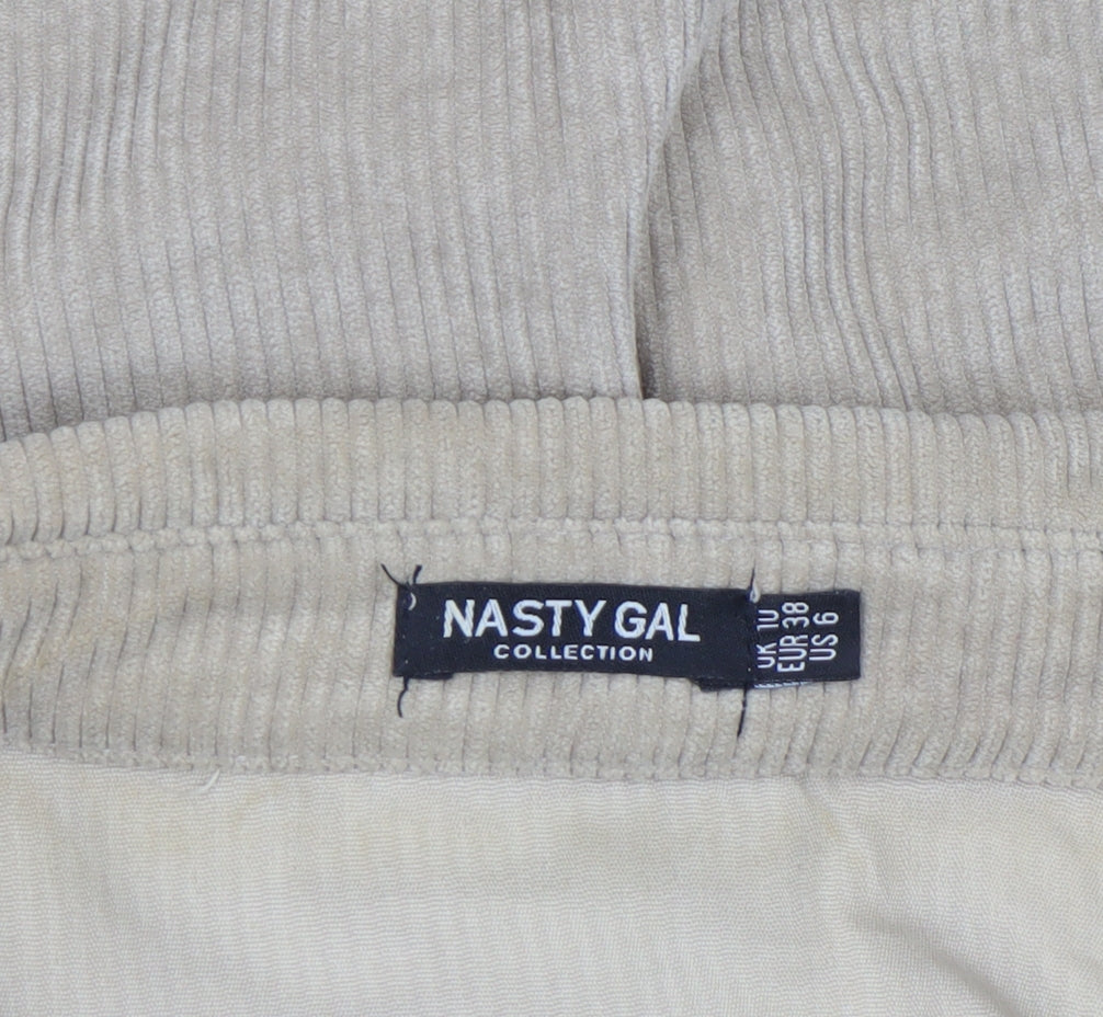 Womens UK Size 10 Nasty Gal Beige Basic Button-Up