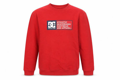 Front view of DC Shoes boys’ red xl 16 sweatshirt pullover fleece crew neck logo top