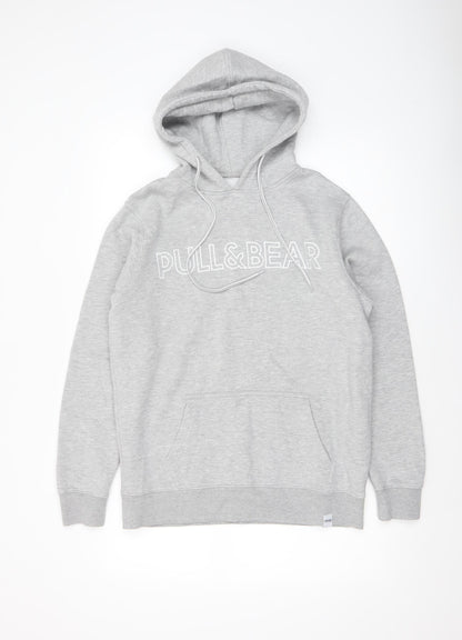 Mens UK Size S Pull & Bear Grey Pullover Hoodie
