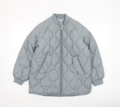 Girls UK Size 9-10 Years Zara Grey Bomber Jacket