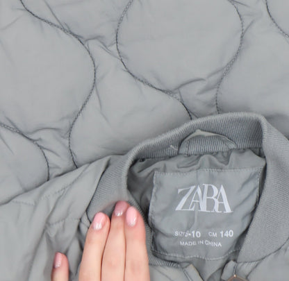 Girls UK Size 9-10 Years Zara Grey Bomber Jacket