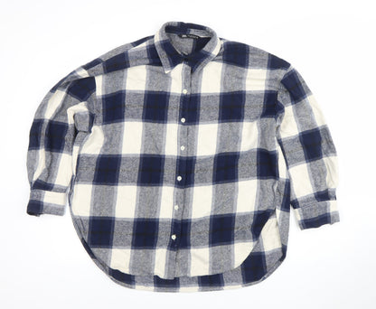 Womens UK Size 12 Zara Blue Basic Button-Up